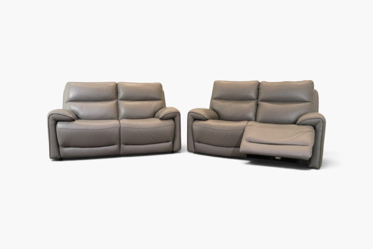 Caldbeck 2 Seater Power Recliner & 2 Seater Static Sofa, Dolphin Grey Leather