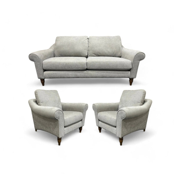 Camber Large 3 Seater Sofa & 2 Armchairs, Soft Touch Chenille Grey