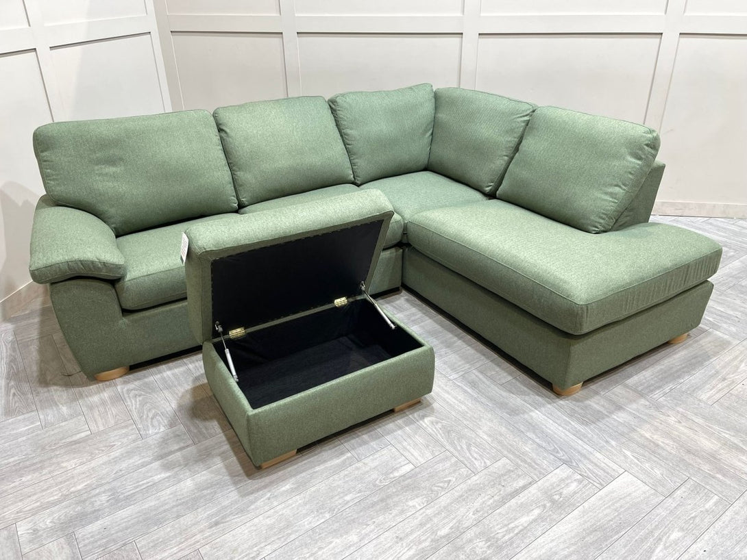 Camden 5+ Seater RHF Corner End Chaise & Storage Footstool, Brushed Tweed Green