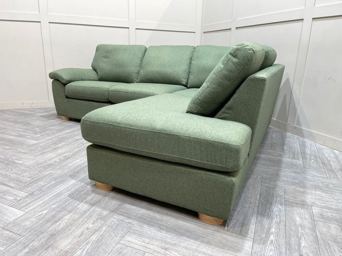 Camden 5+ Seater RHF Corner End Chaise & Storage Footstool, Brushed Tweed Green