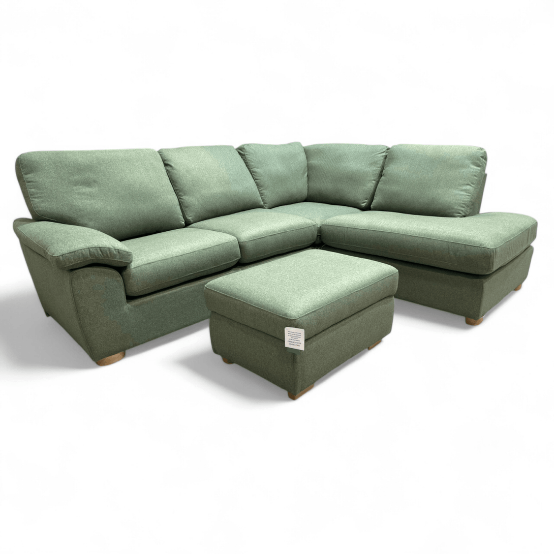 Camden 5+ Seater RHF Corner End Chaise & Storage Footstool, Brushed Tweed Green