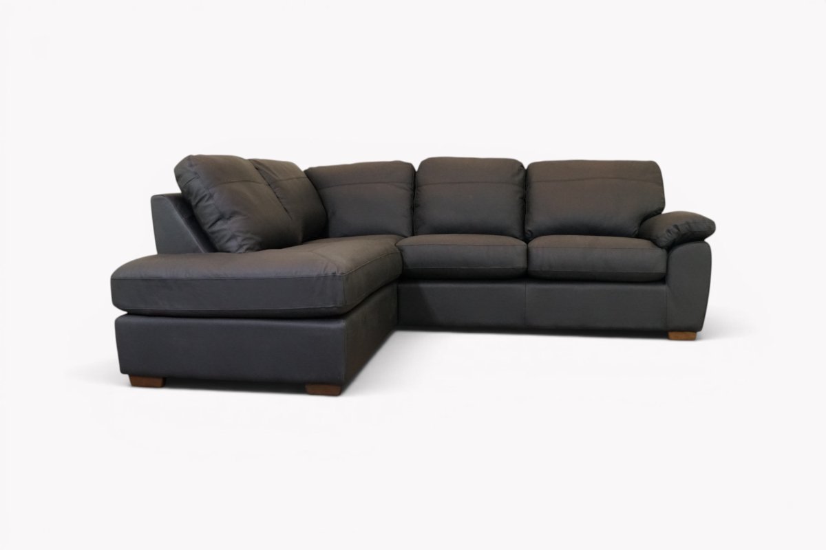 Camden LHF Leather Corner Sofa, Matt Black