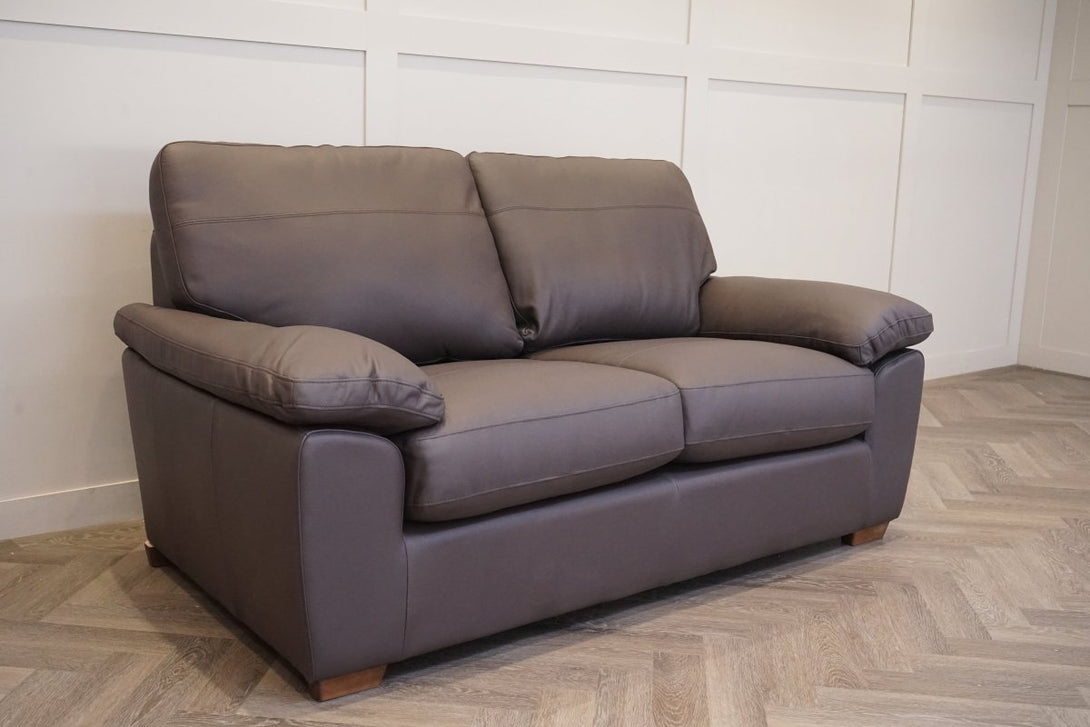 Camden Medium 2 Seater Leather Sofa, Matt Chocolate