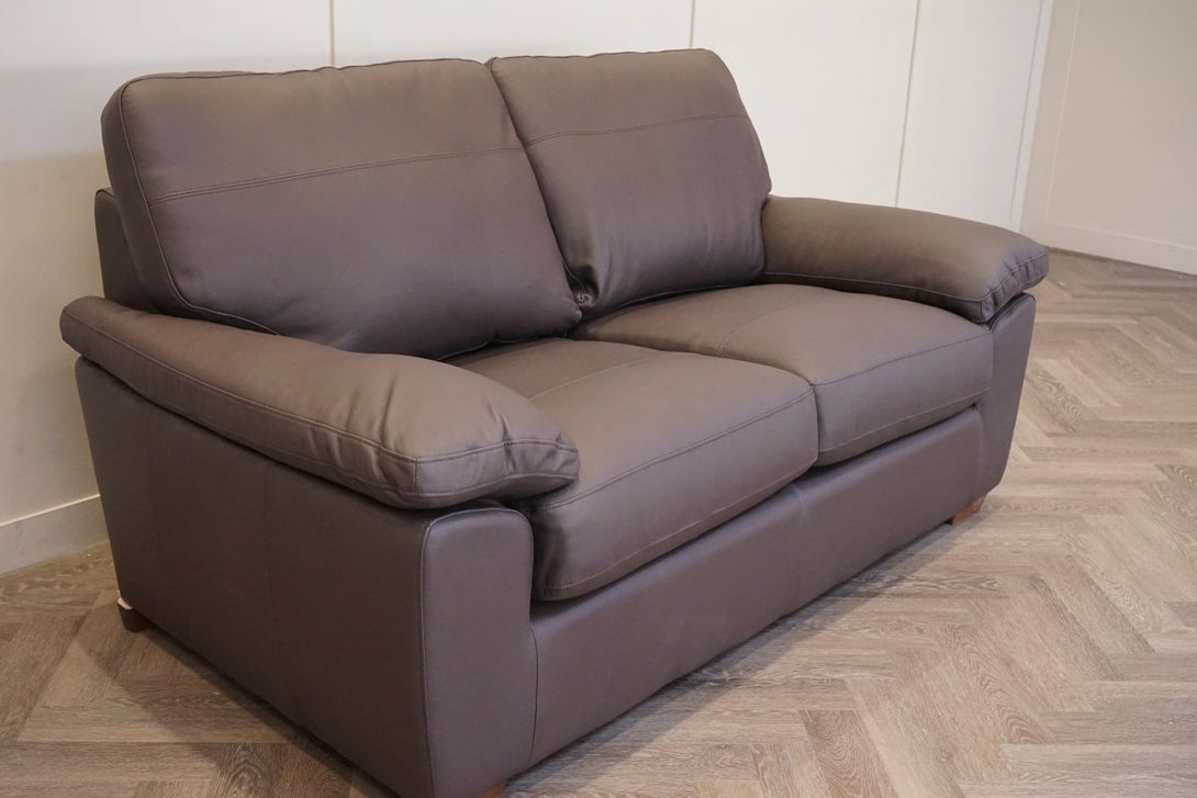 Camden Medium 2 Seater Leather Sofa, Matt Chocolate