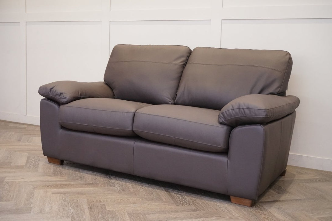 Camden Medium 2 Seater Leather Sofa, Matt Chocolate
