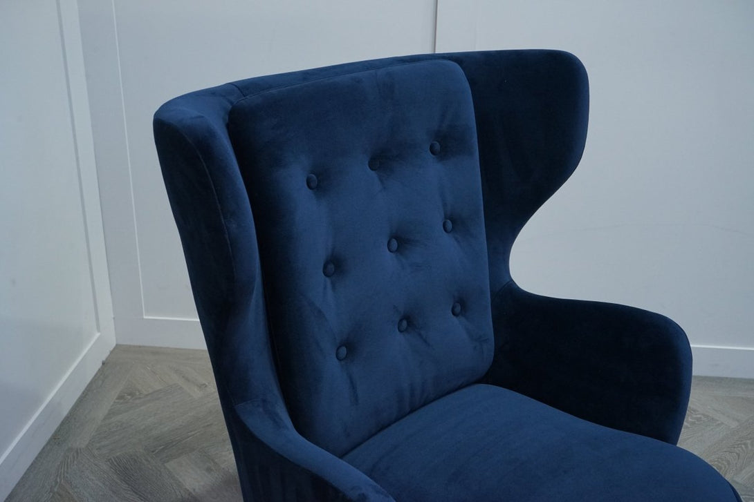 Canopy Armchair, Dark Leg, Navy Velvet