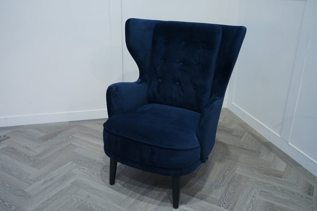 Canopy Armchair, Dark Leg, Navy Velvet