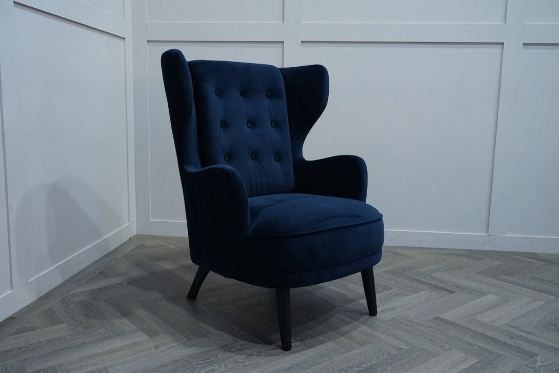 Canopy Armchair, Dark Leg, Navy Velvet