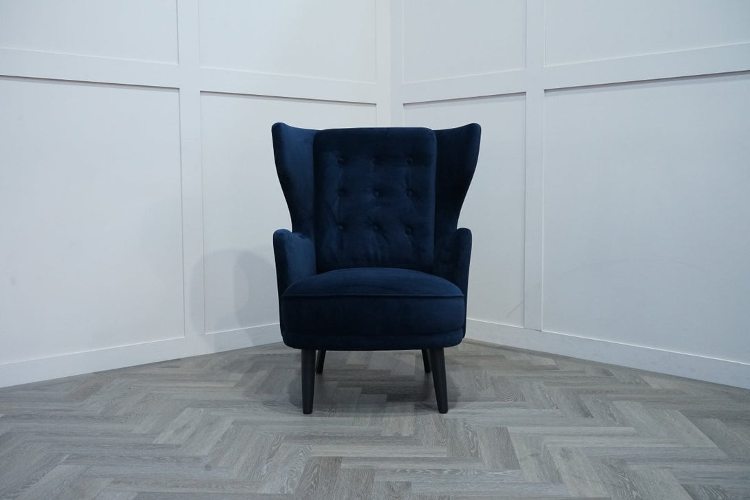 Canopy Armchair, Dark Leg, Navy Velvet