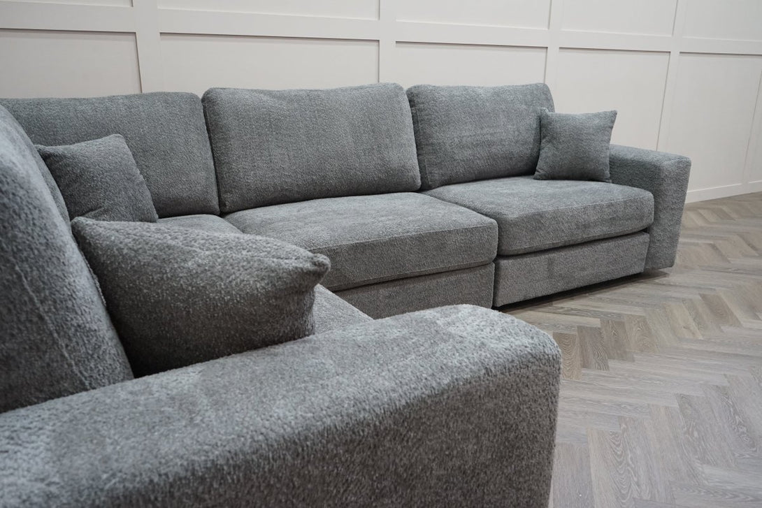 Carina LHF Modular Corner Sofa, Grey Teddy Boucle