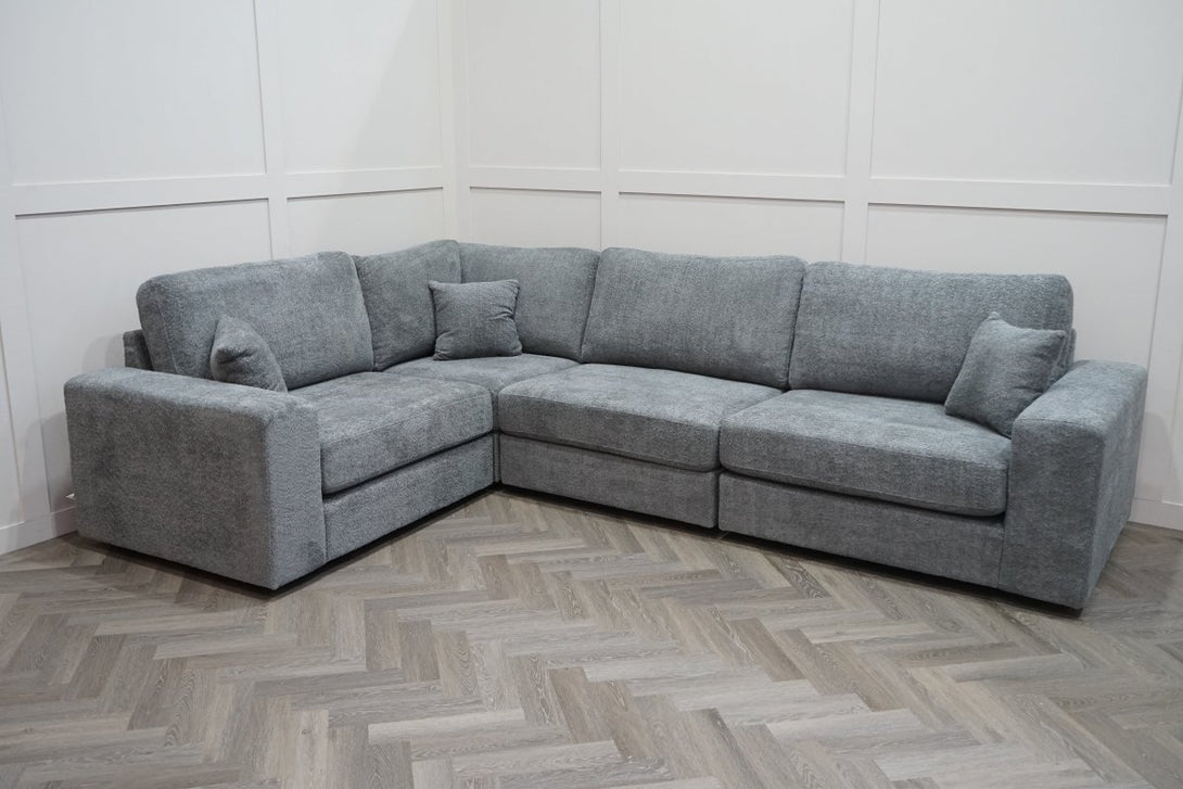 Carina LHF Modular Corner Sofa, Grey Teddy Boucle