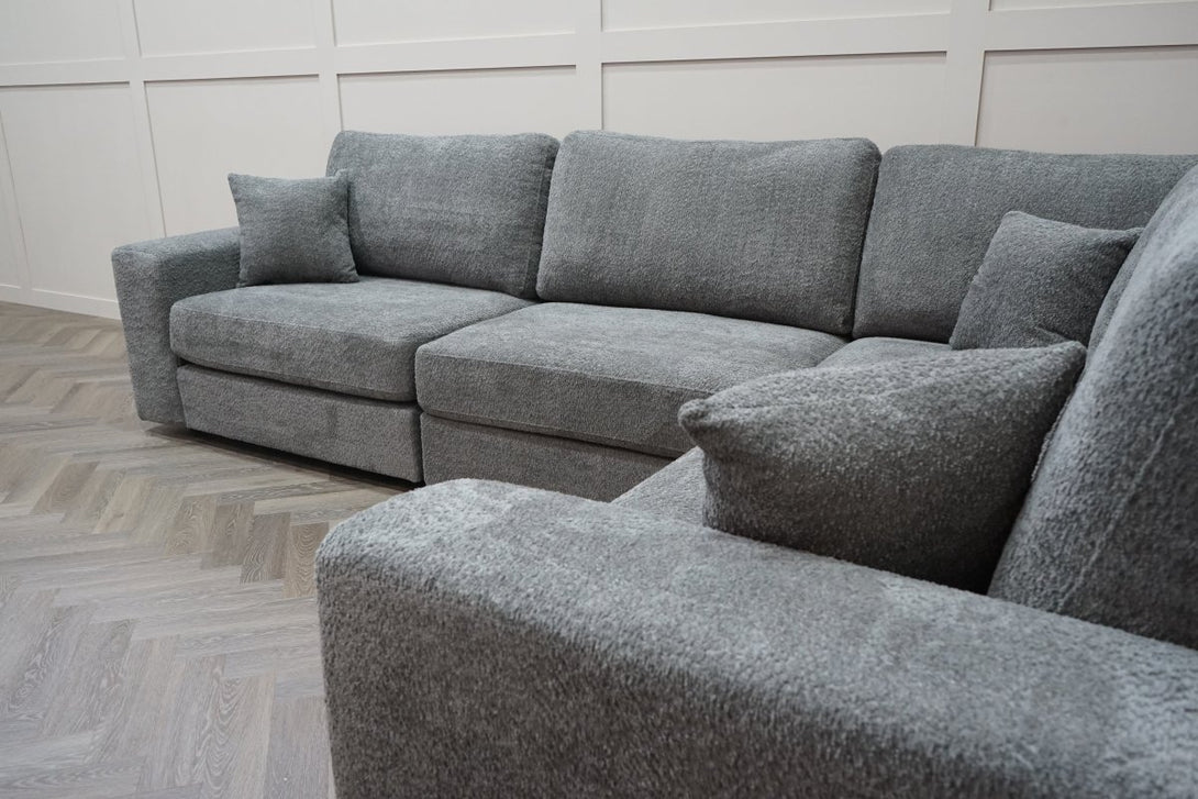 Carina RHF Modular Corner Sofa, Grey Teddy Boucle