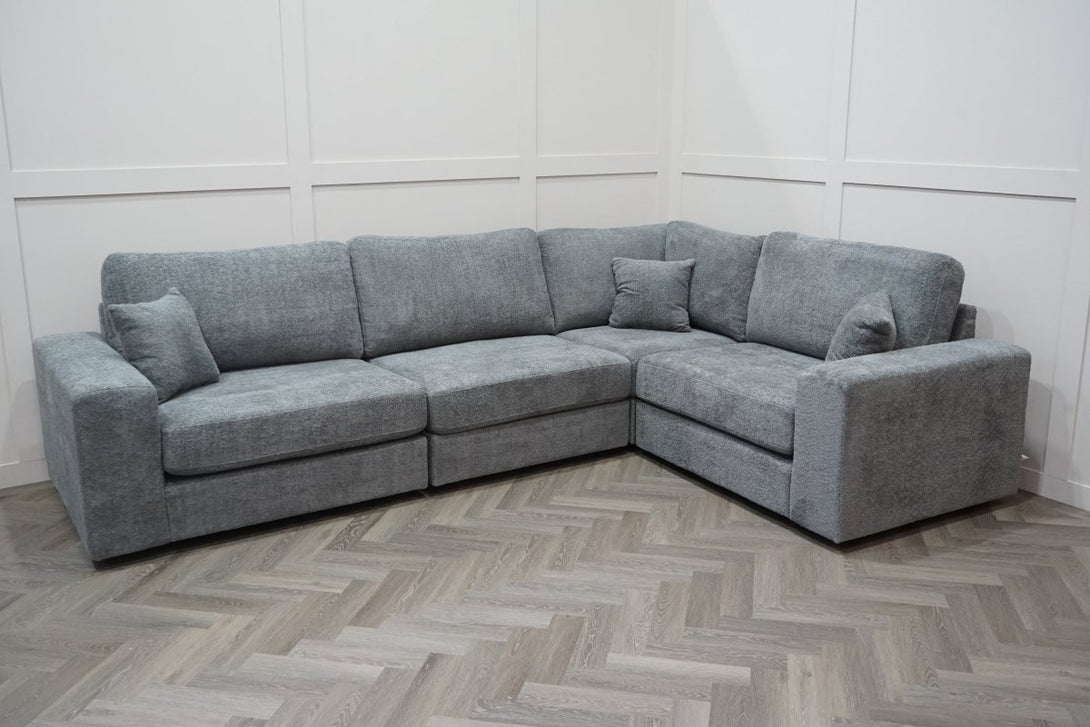 Carina RHF Modular Corner Sofa, Grey Teddy Boucle