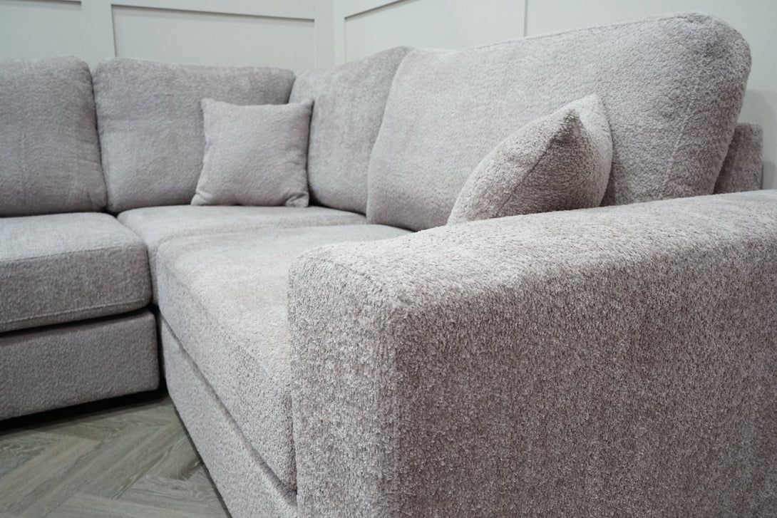 Carina RHF Modular Corner Sofa, Natural Teddy Boucle