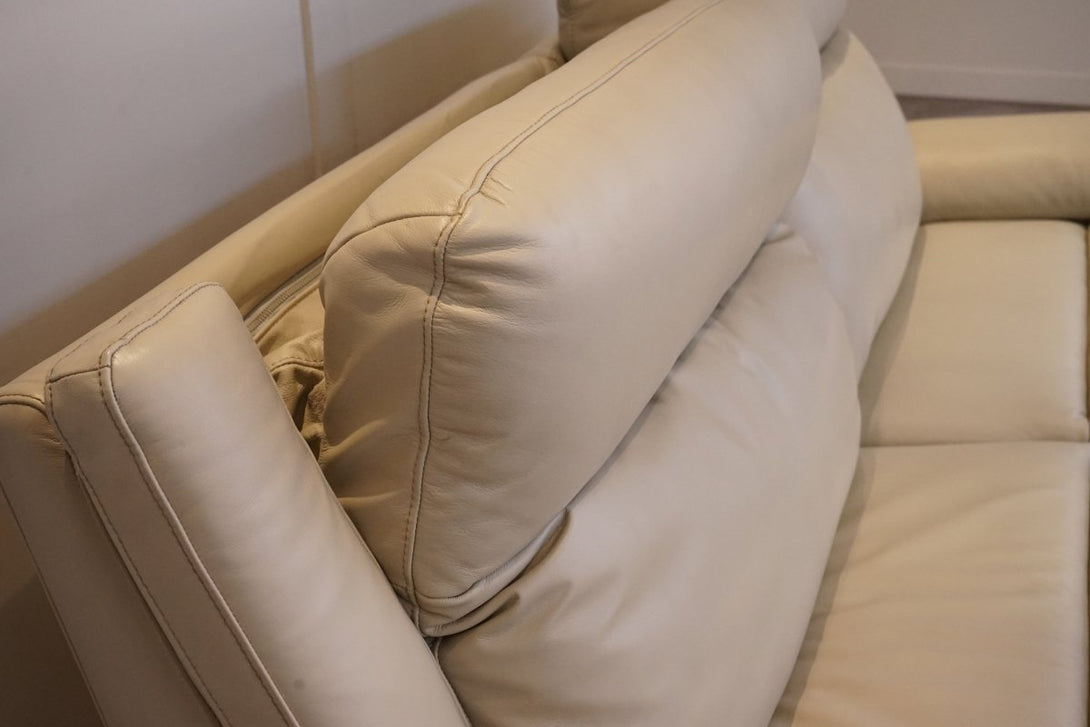 Cascade 3 Seater Power Reclining Leather Sofa, Putty