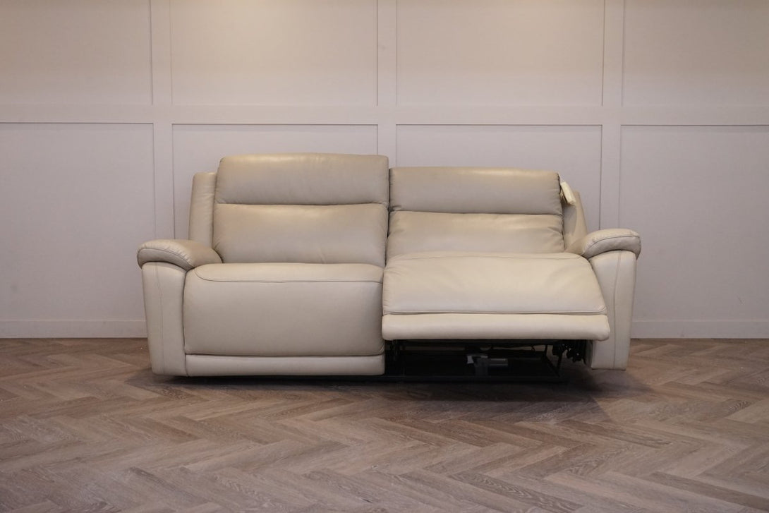 Cascade 3 Seater Power Reclining Leather Sofa, Putty
