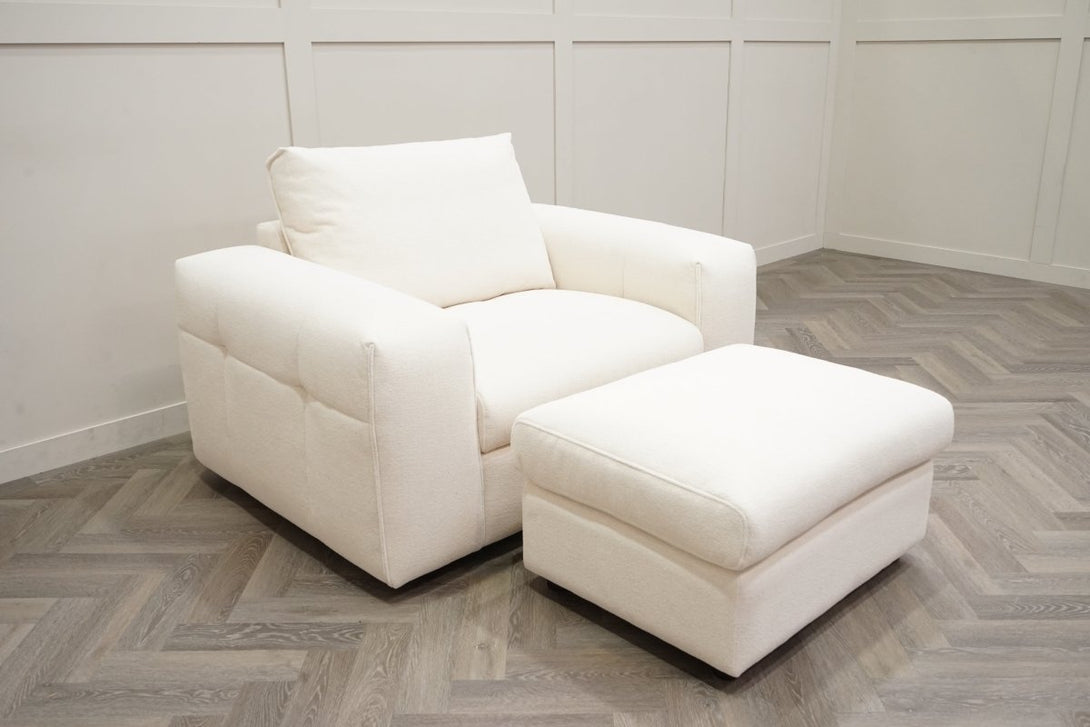 Cassie Armchair & Footstool, Smooth Boucle Ivory