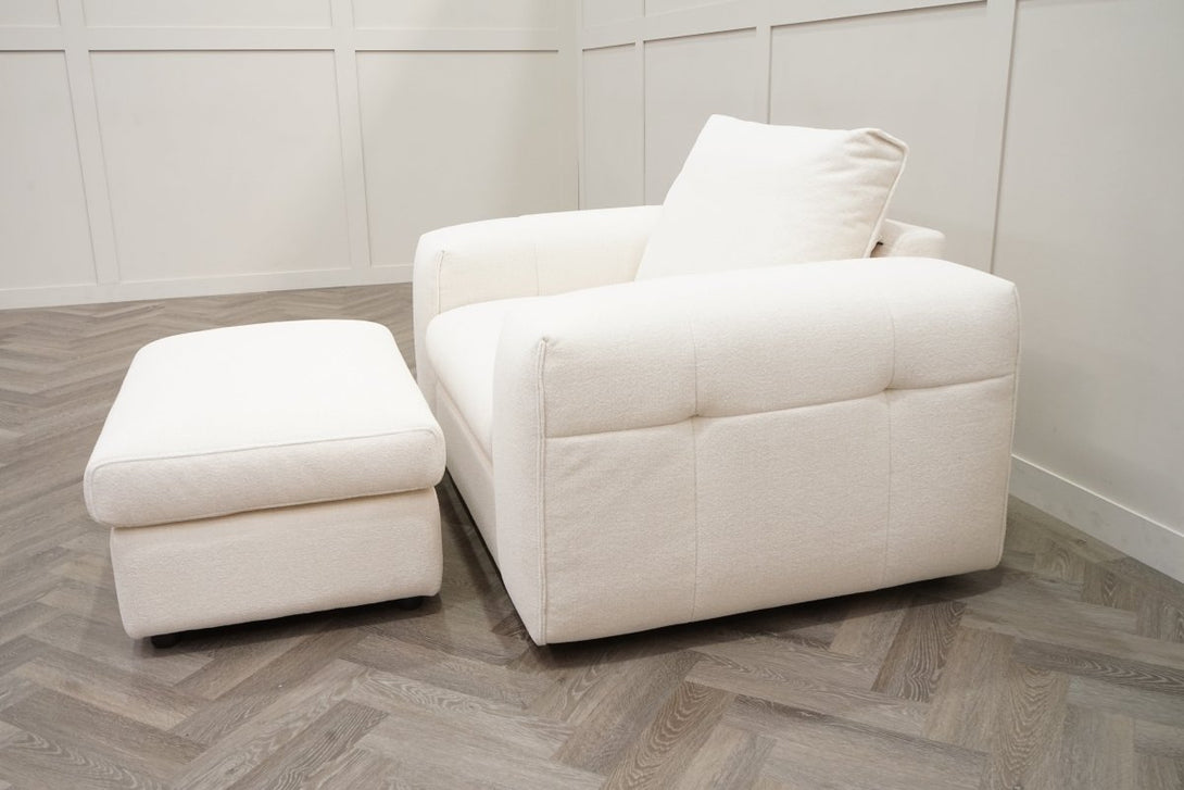Cassie Armchair & Footstool, Smooth Boucle Ivory