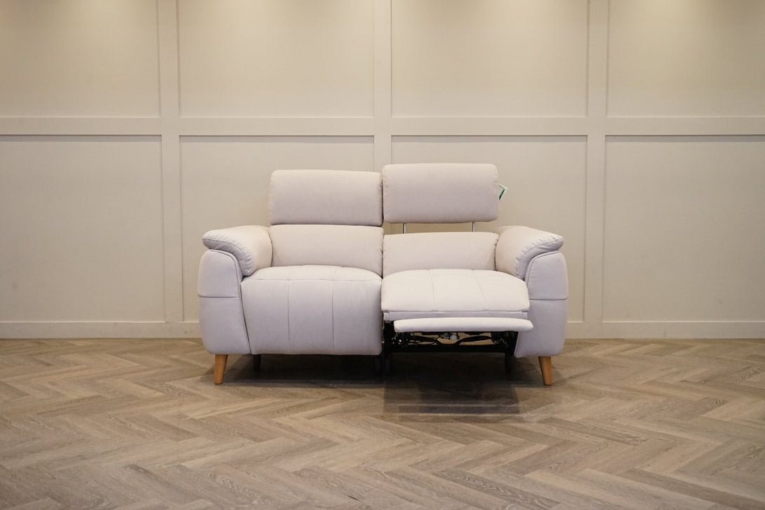 Cassius Small 2 Seater Fabric Sofa, Power Headrests / Power Recliner