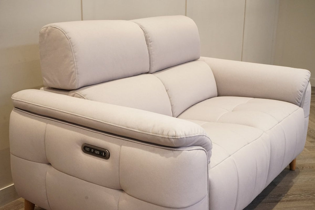 Cassius Small 2 Seater Fabric Sofa, Power Headrests / Power Recliner