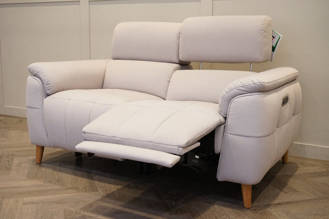 Cassius Small 2 Seater Fabric Sofa, Power Headrests / Power Recliner