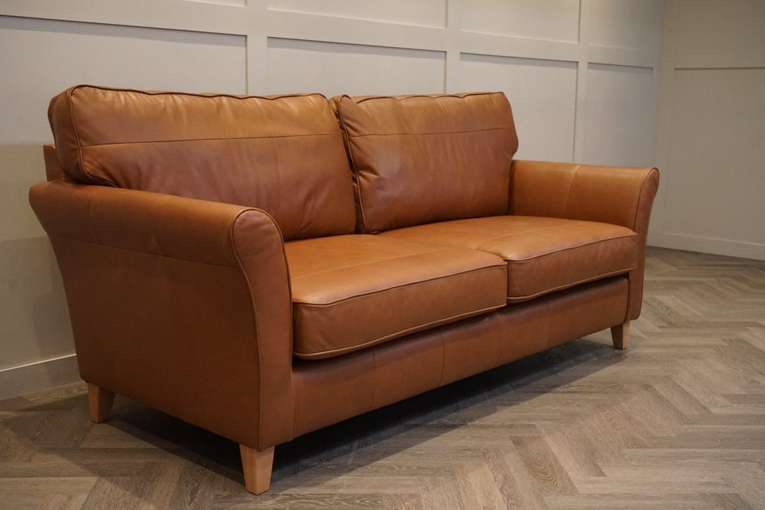 Charlotte II Grand 4 Seater Leather Sofa, Premium Caramel
