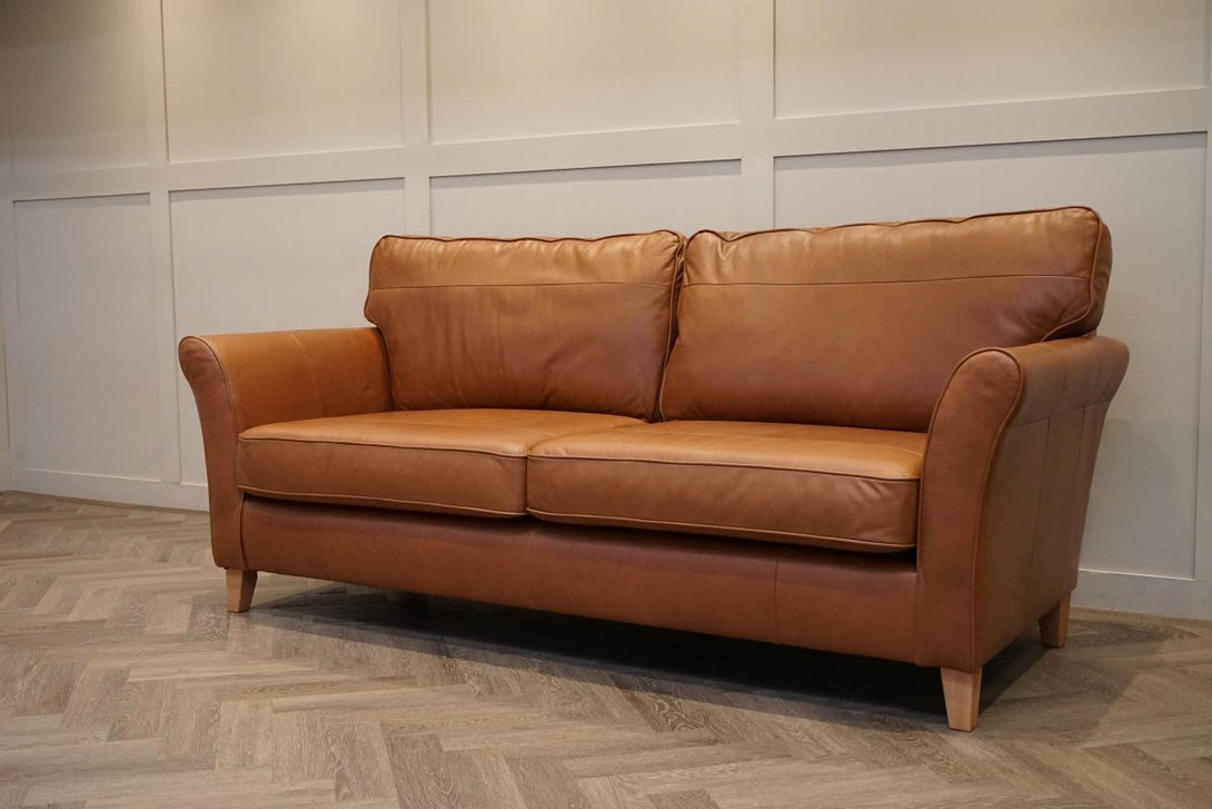 Charlotte II Grand 4 Seater Leather Sofa, Premium Caramel