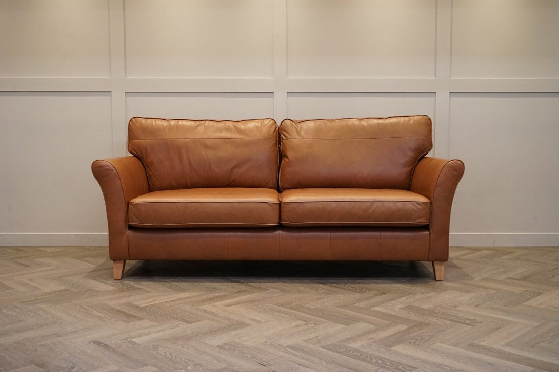 Charlotte II Grand 4 Seater Leather Sofa, Premium Caramel