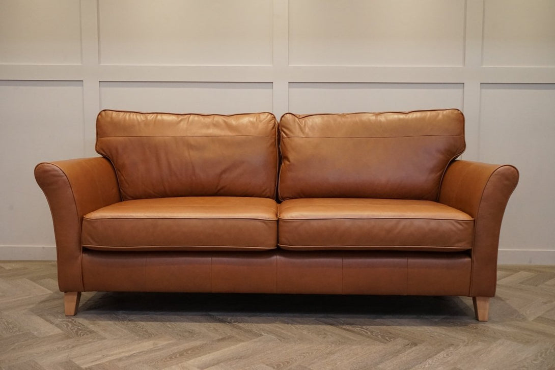 Charlotte II Grand 4 Seater Leather Sofa, Premium Caramel