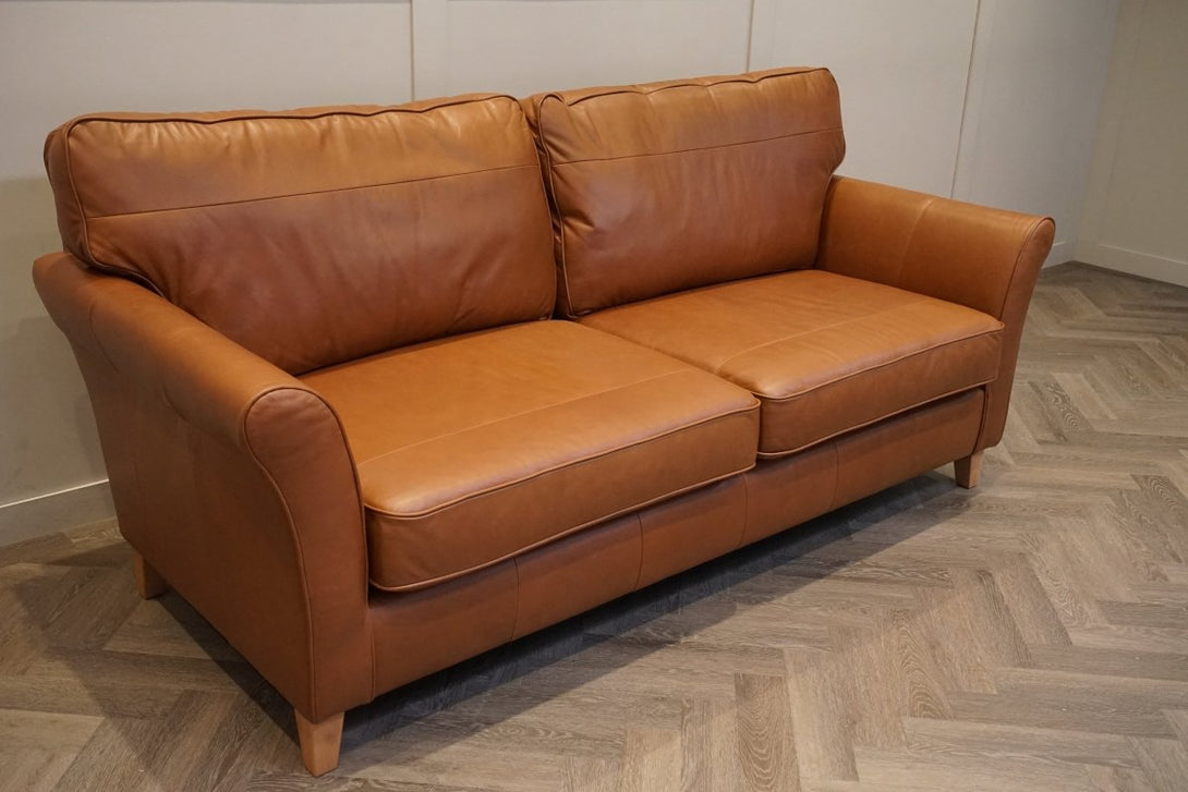 Charlotte II Grand 4 Seater Leather Sofa, Premium Caramel