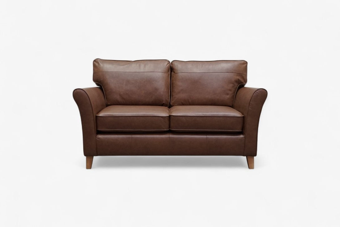 Charlotte II Medium 2 Seater Leather Sofa, Vintage Toffee