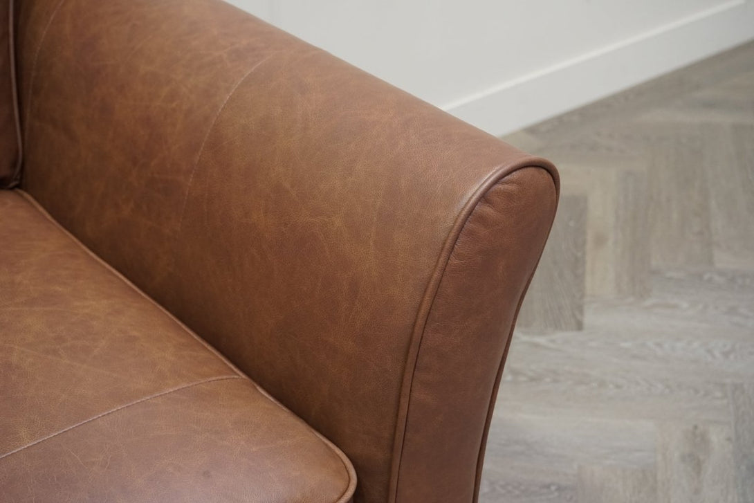 Charlotte II Medium 2 Seater Leather Sofa, Vintage Toffee