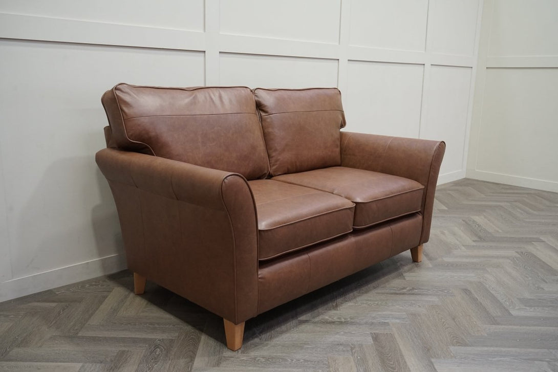 Charlotte II Medium 2 Seater Leather Sofa, Vintage Toffee