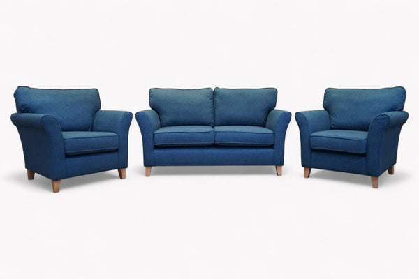 Charlotte II Medium 2 Seater Sofa & 2 Armchairs, Brushed Tweed Navy