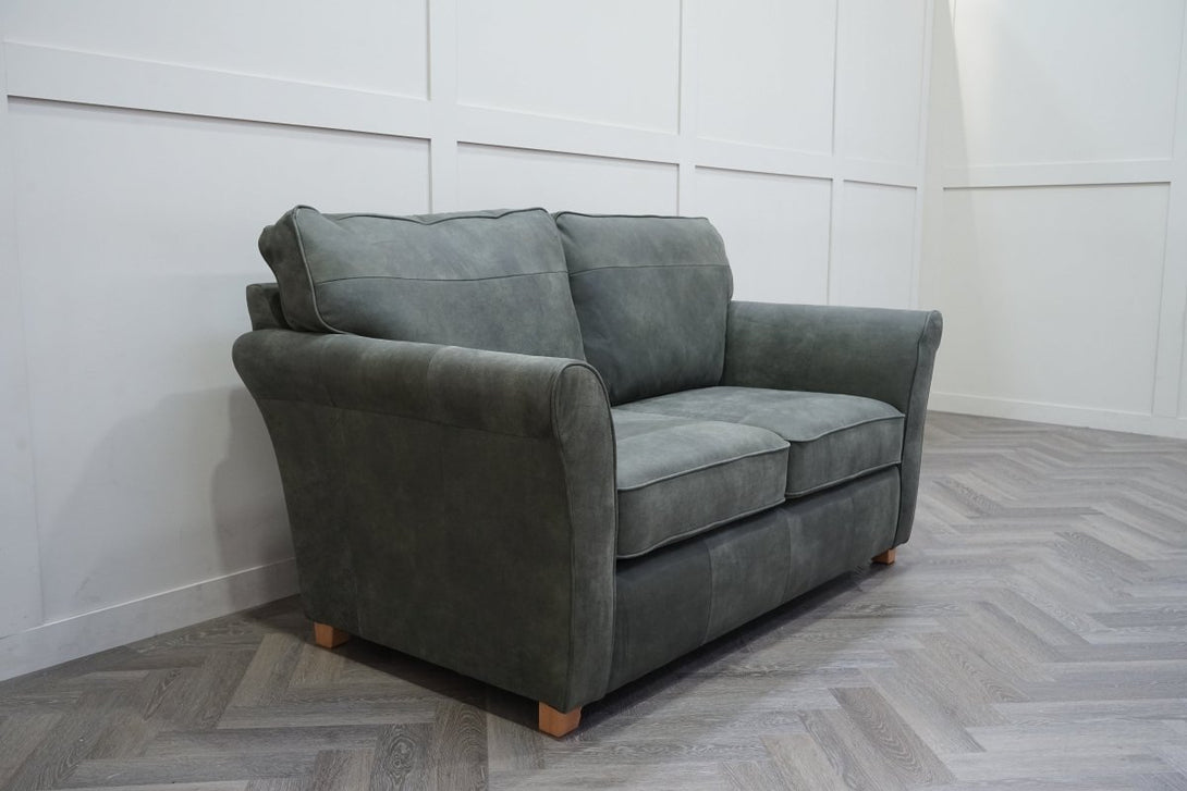 Charlotte II Small 2 Seater Leather Sofa, Demetra Green