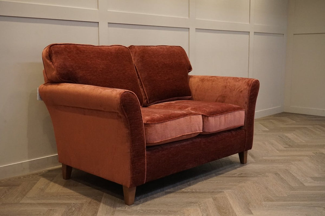 Charlotte II Small 2 Seater Sofa & Armchair, Plush Chenille Auburn