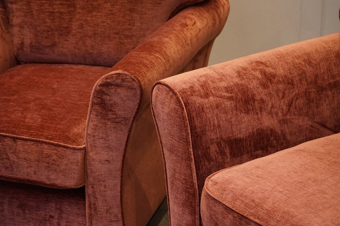 Charlotte II Small 2 Seater Sofa & Armchair, Plush Chenille Auburn