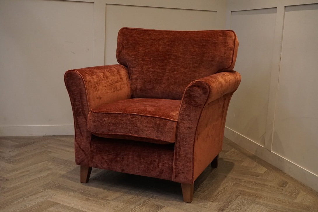 Charlotte II Small 2 Seater Sofa & Armchair, Plush Chenille Auburn