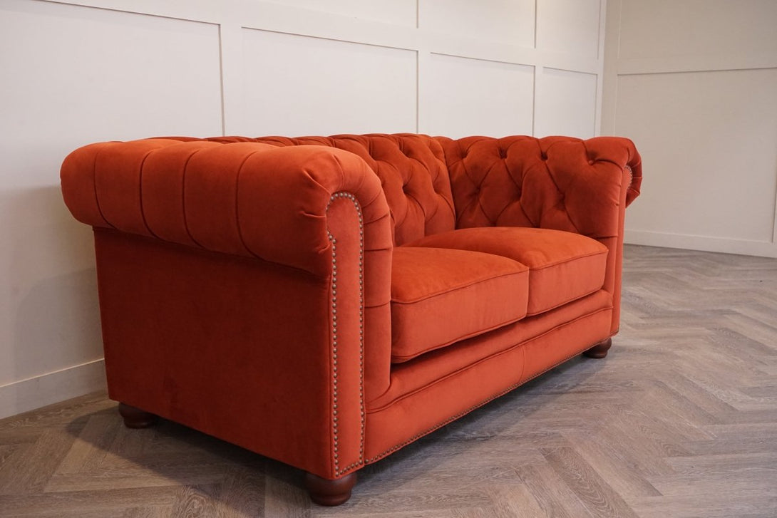 Charterhouse 2 Seater Velvet Sofa, Rust