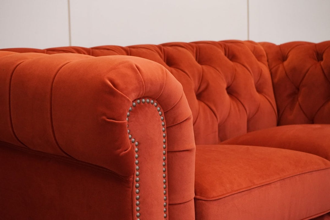 Charterhouse 2 Seater Velvet Sofa, Rust