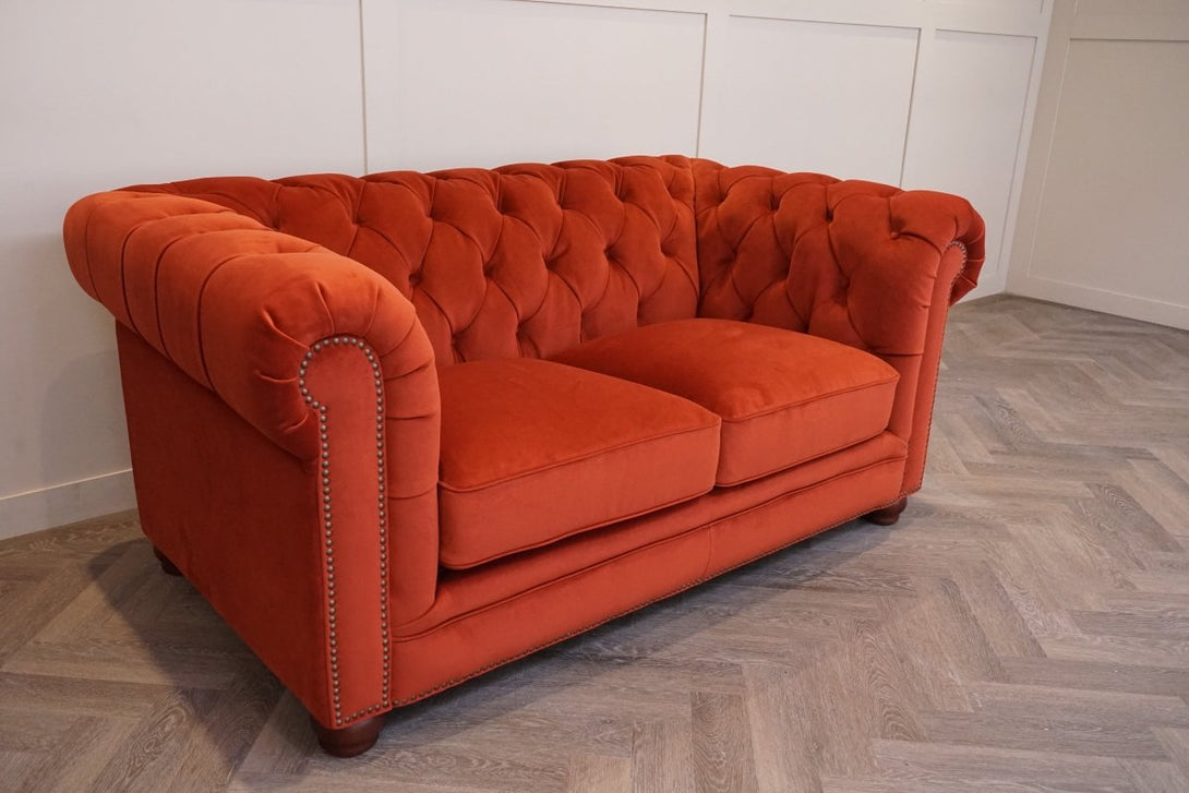 Charterhouse 2 Seater Velvet Sofa, Rust