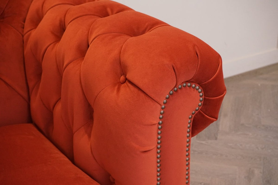 Charterhouse 2 Seater Velvet Sofa, Rust