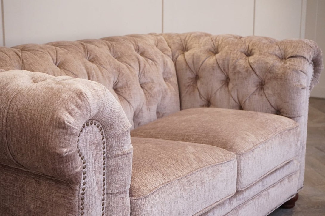 Charterhouse 3.5 Seater Chesterfield Fabric Sofa, Chenille Mink