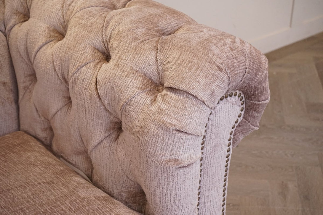 Charterhouse 3.5 Seater Chesterfield Fabric Sofa, Chenille Mink