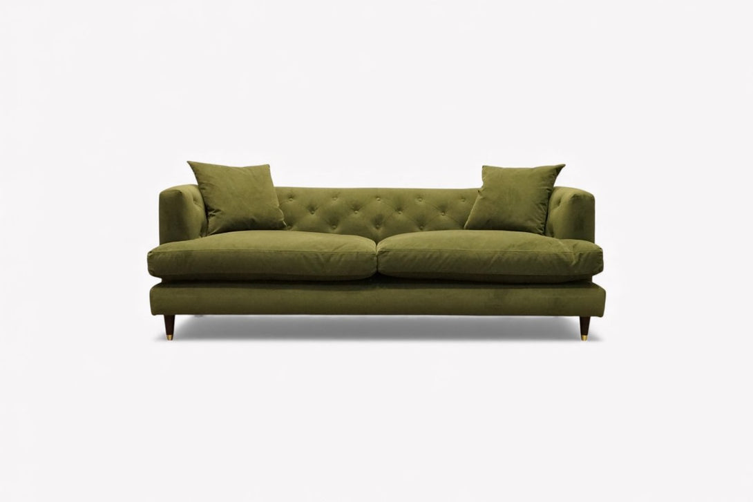 Chester Grand 4 Seater Sofa, Easy Clean Plush Velvet Olive Green