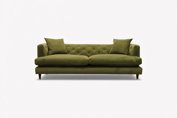 Chester Grand 4 Seater Sofa, Easy Clean Plush Velvet Olive Green