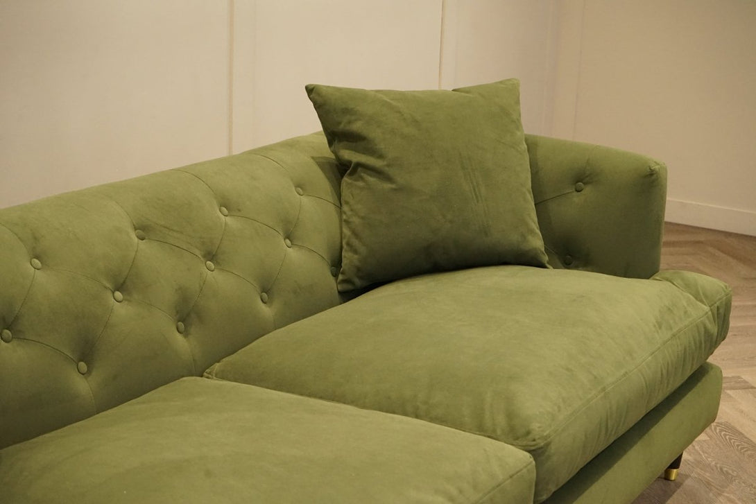 Chester Grand 4 Seater Sofa, Easy Clean Plush Velvet Olive Green