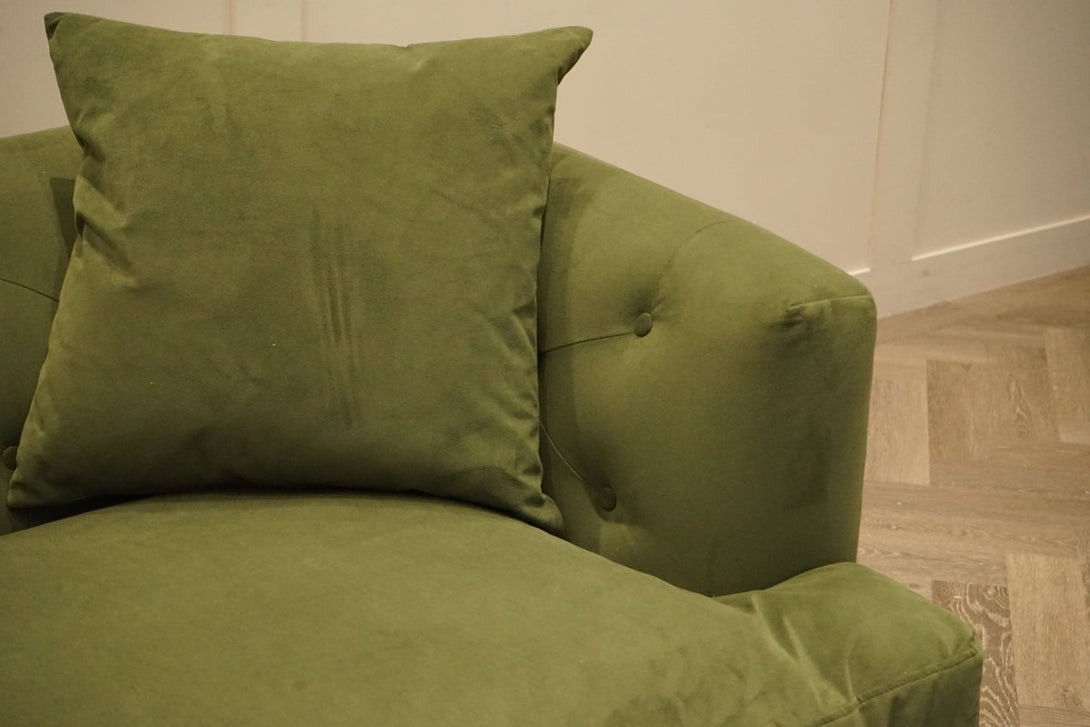 Chester Grand 4 Seater Sofa, Easy Clean Plush Velvet Olive Green