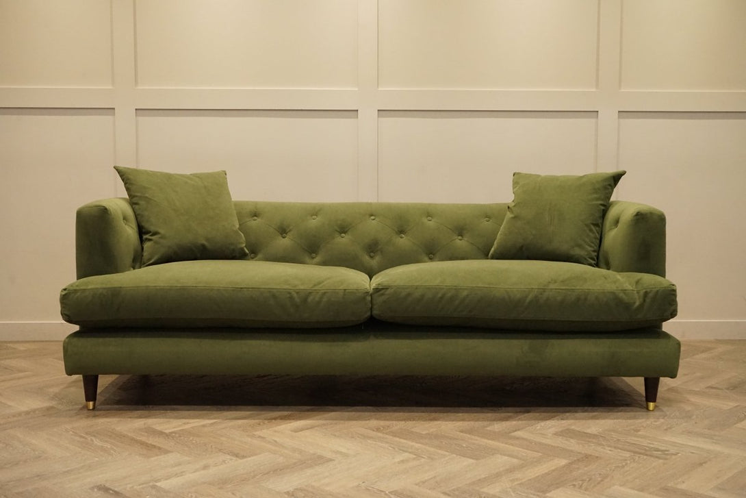 Chester Grand 4 Seater Sofa, Easy Clean Plush Velvet Olive Green