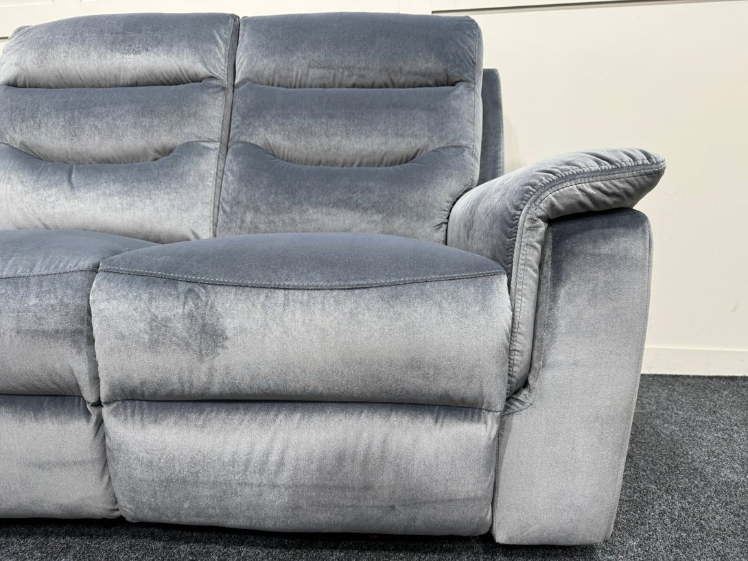 Chicago 3 Seater & 2 Seater Fabric Power Recliner Sofas, Silver